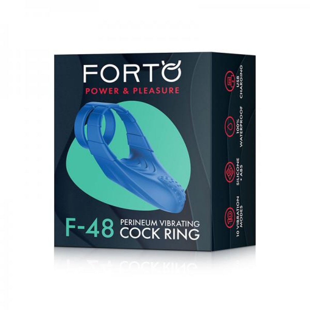 Forto F-48: Silicone Perineum Vibrating Double Cockring Blue