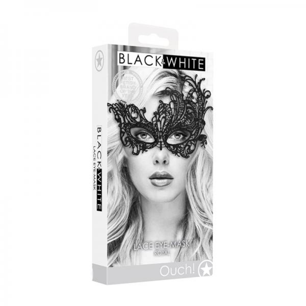 Ouch! Black & White Lace Eye Mask Royal Black