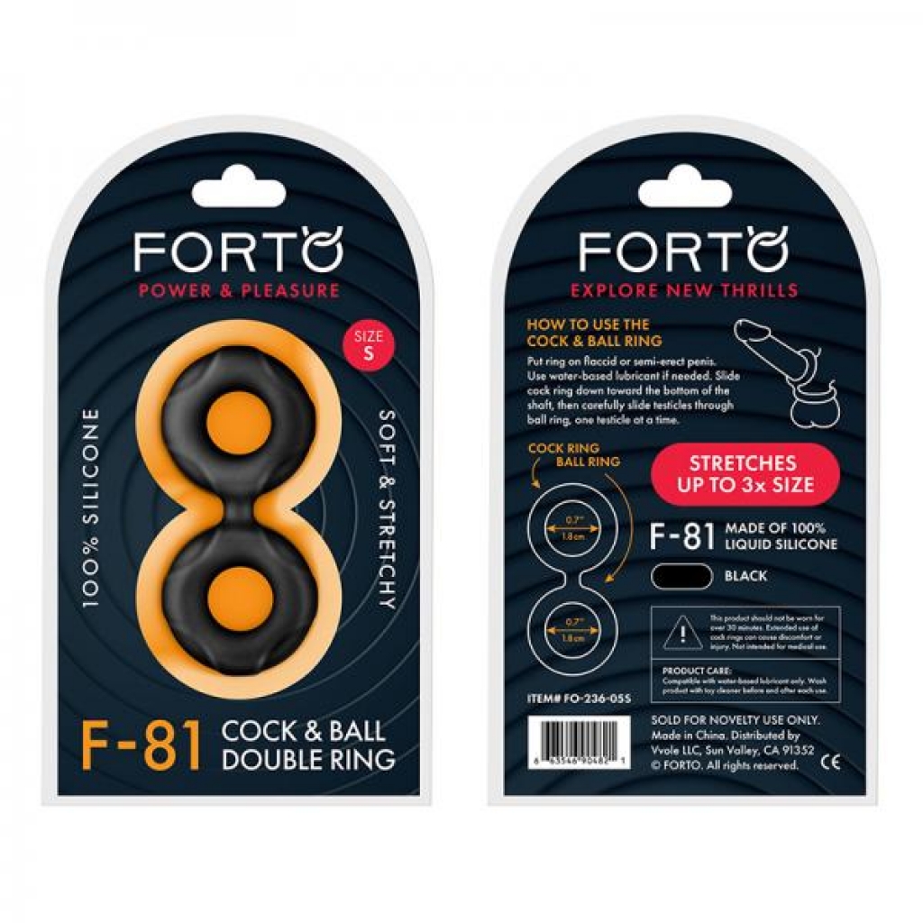 Forto F-81: Double Ring Liquid Silicone 44 Mm Black