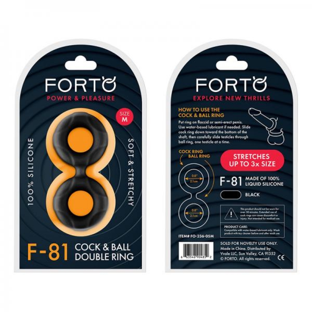 Forto F-81: Double Ring Liquid Silicone 47 Mm Black