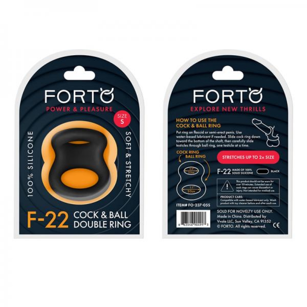 Forto F-22: Double Ring Liquid Silicone 49/55 Mm Black