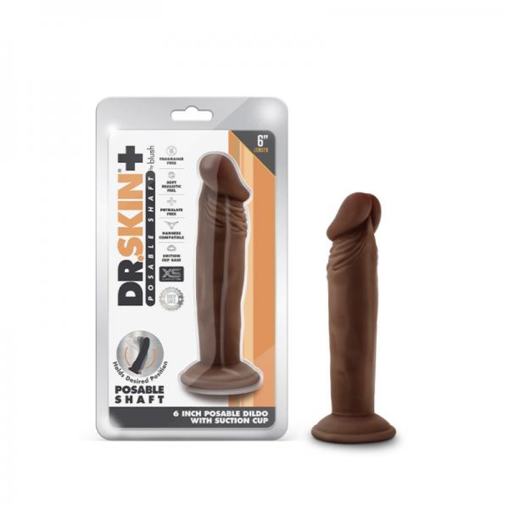 Dr. Skin Plus 6 In. Posable Dildo Chocolate
