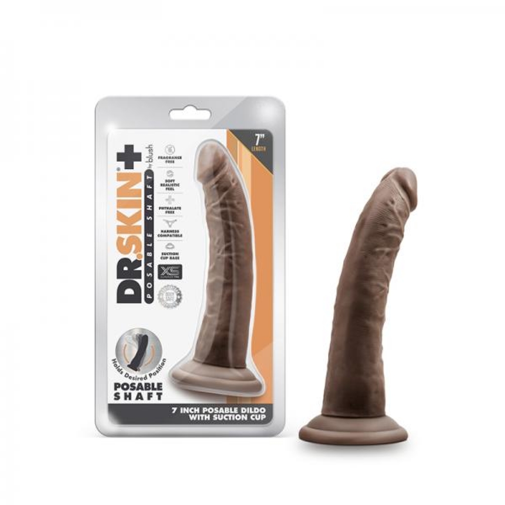Dr. Skin Plus 7 In. Posable Dildo Chocolate
