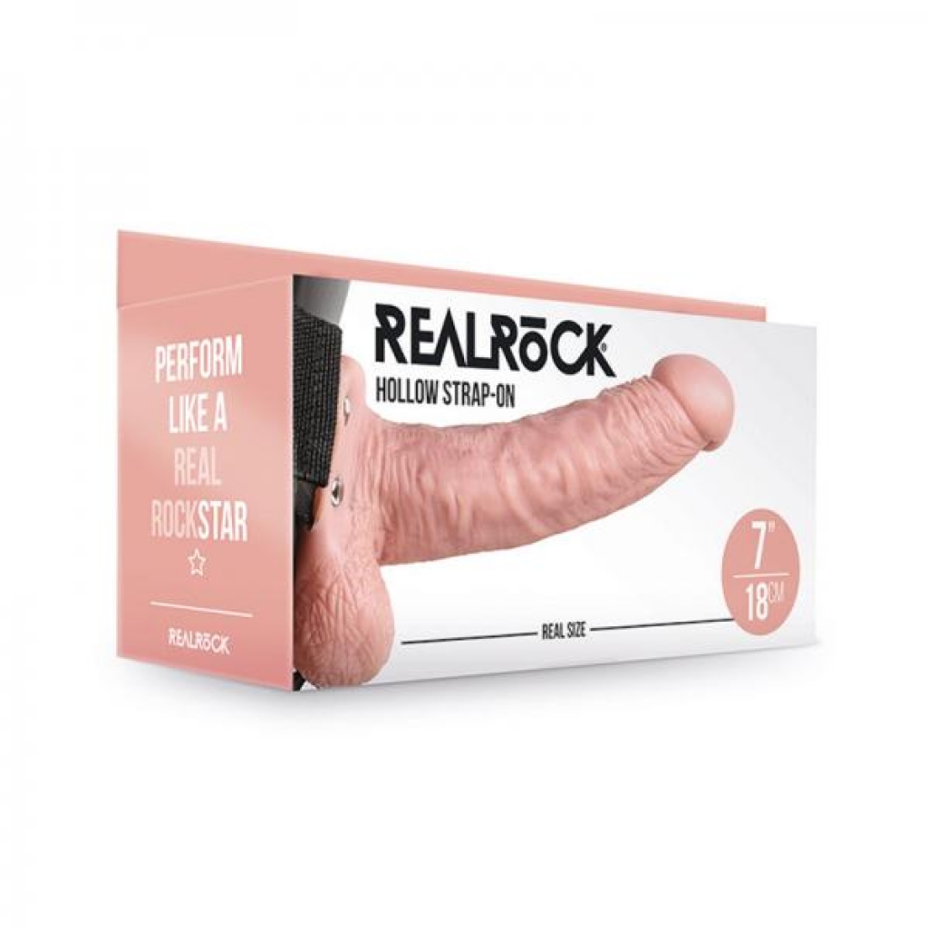 Realrock Hollow Strap-on With Balls 7 In. Vanilla