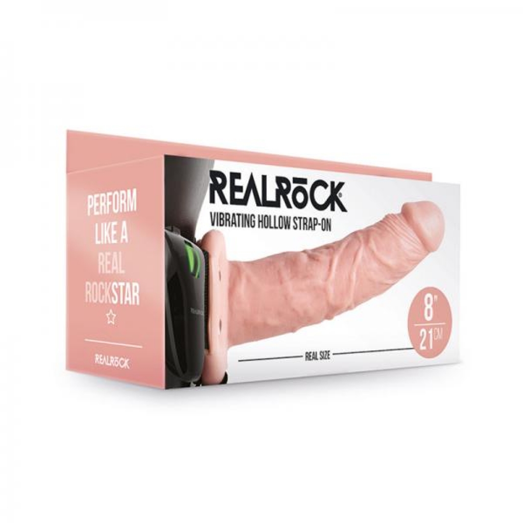 Realrock Vibrating Hollow Strap-on Without Balls 8 In. Vanilla