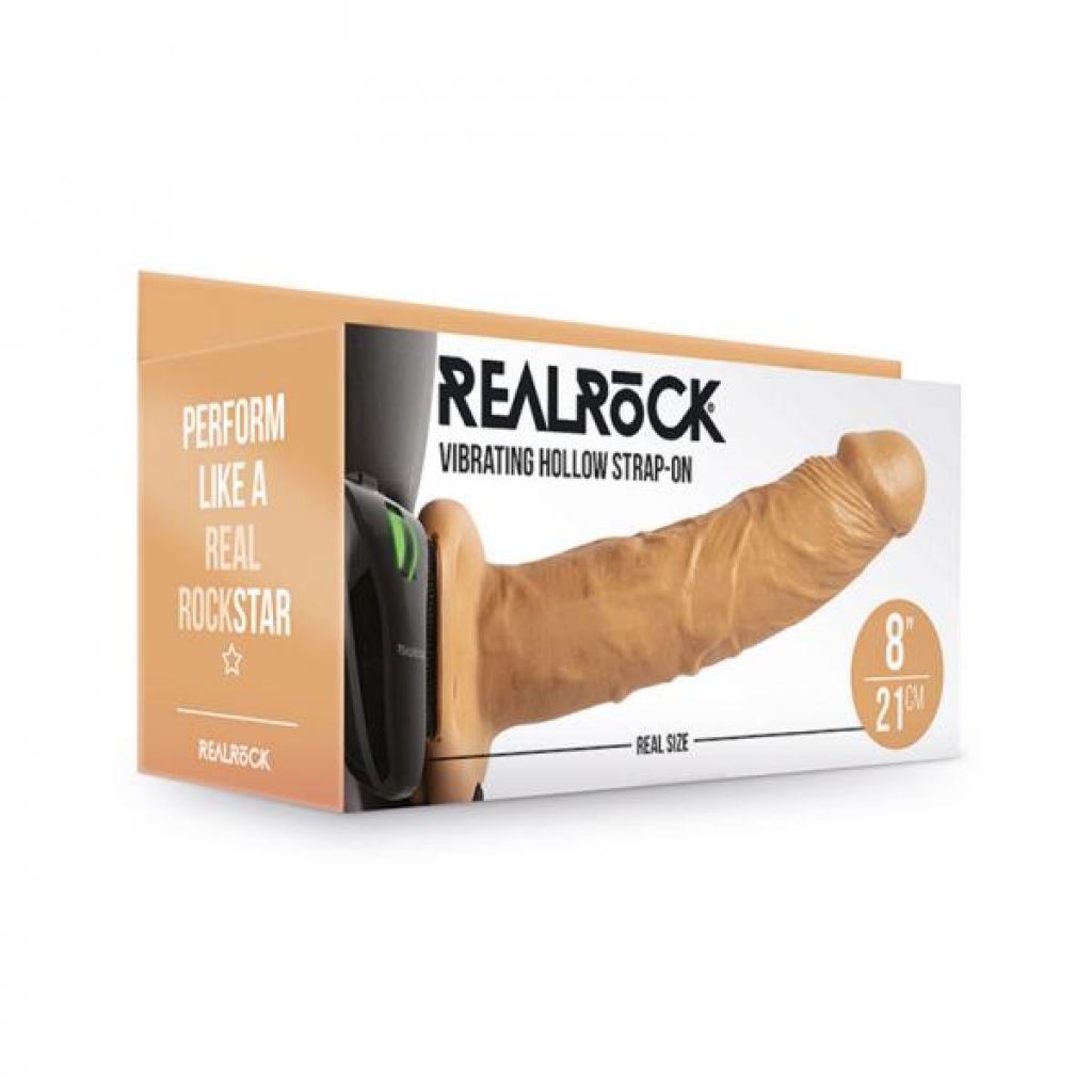 Realrock Vibrating Hollow Strap-on Without Balls 8 In. Caramel