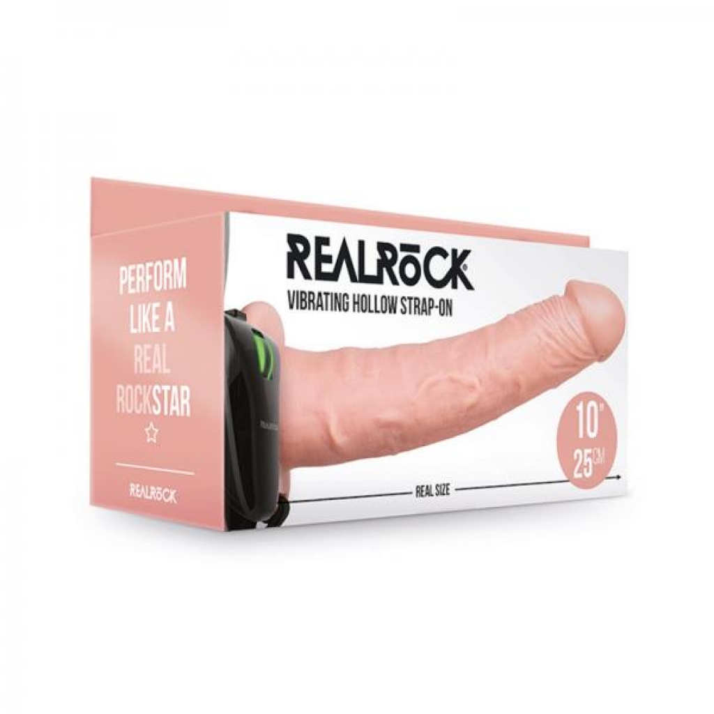 Realrock Vibrating Hollow Strap-on Without Balls 10 In. Vanilla