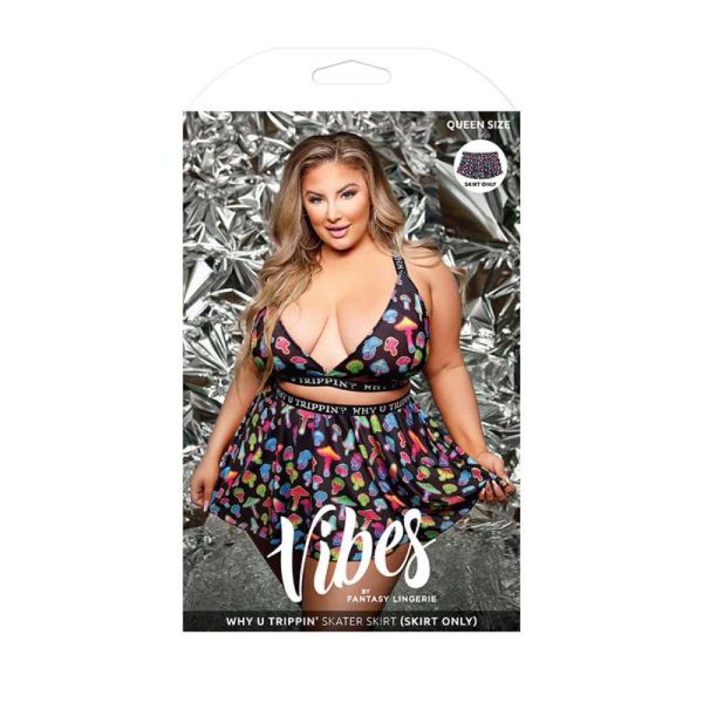 Vibes Why U Trippin' Skater Skirt Queen Black