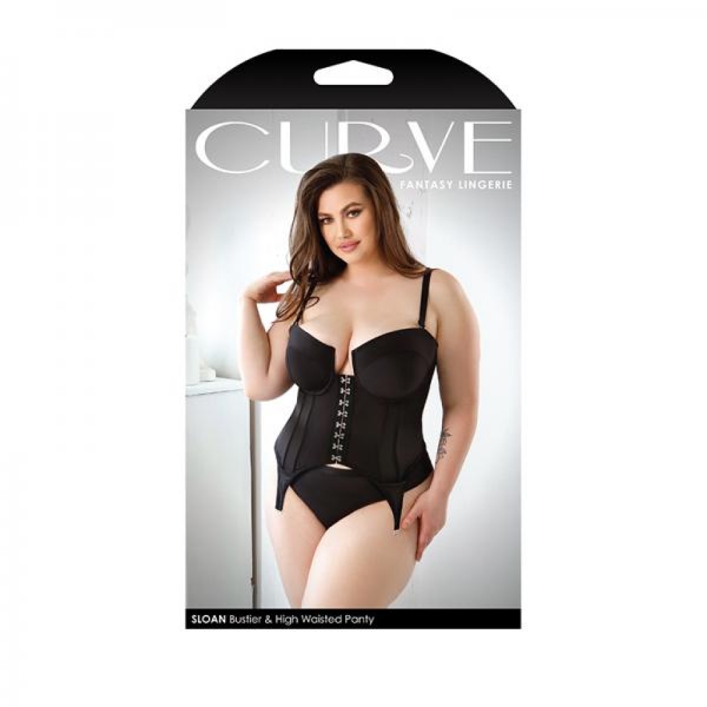 Curve Sloan Cropped Bustier With Molded Cups & High-waisted Panty 1x/2x Black