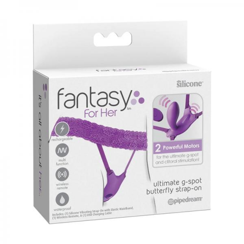 Fantasy For Her Ultimate G-spot Butterfly Strap-on With Remote Silicone Purple