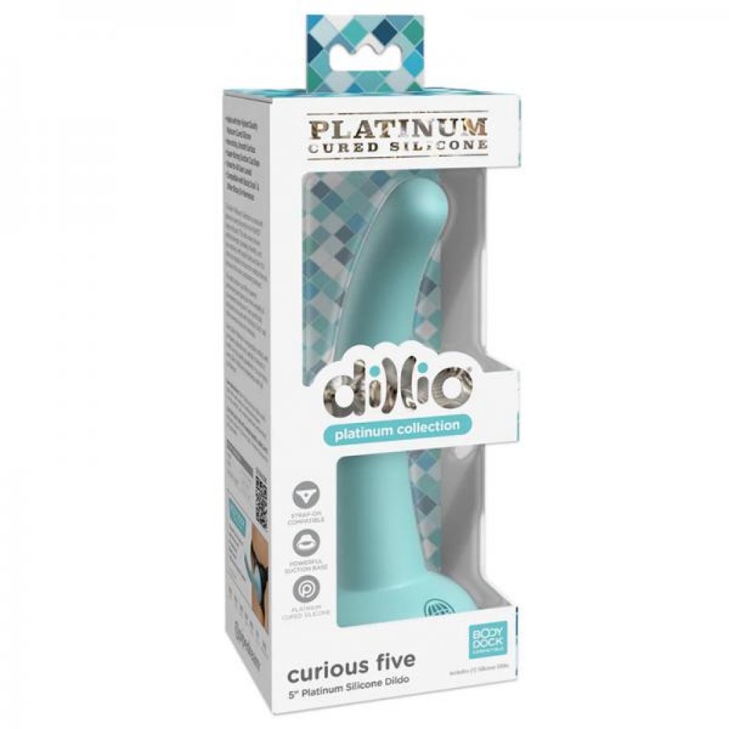 Dillio Platinum Curious Five Silicone Dildo 5 In. Teal