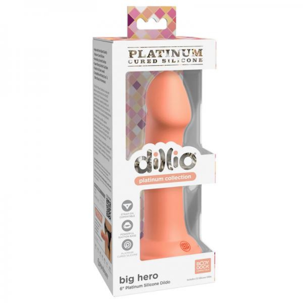 Dillio Platinum Big Hero Silicone Dildo 6 In. Peach