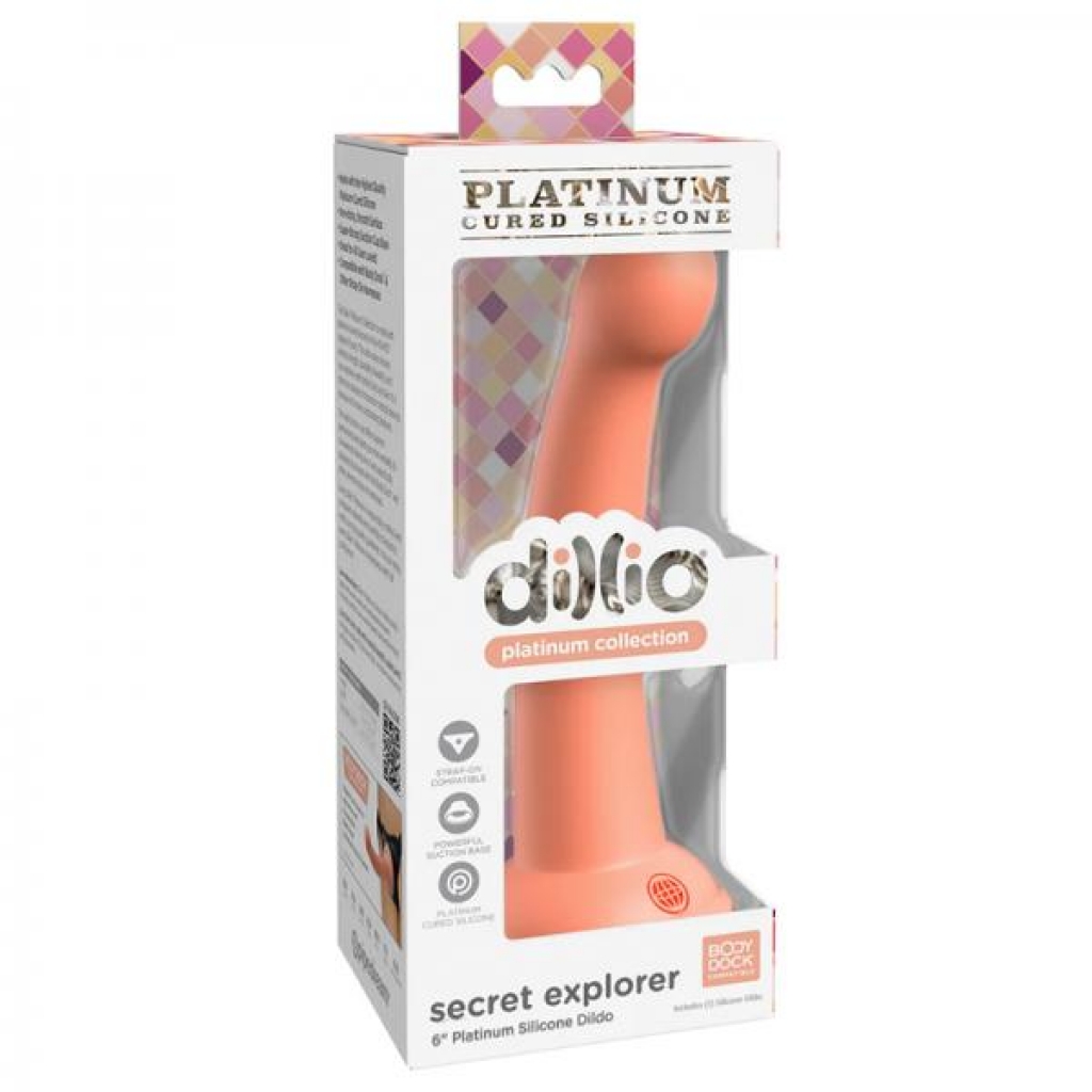 Dillio Platinum Secret Explorer Silicone Dildo 6 In. Peach
