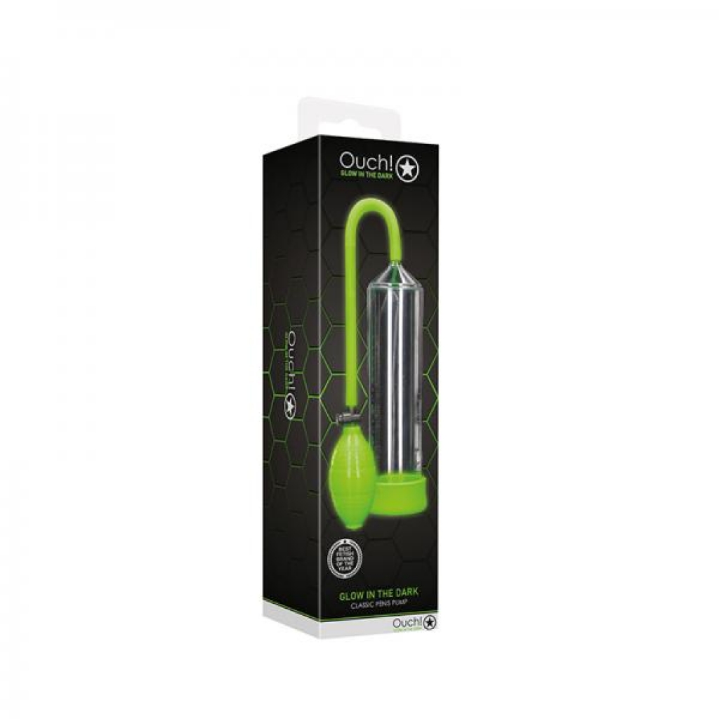 Ouch! Glow Classic Penis Pump - Glow In The Dark - Green