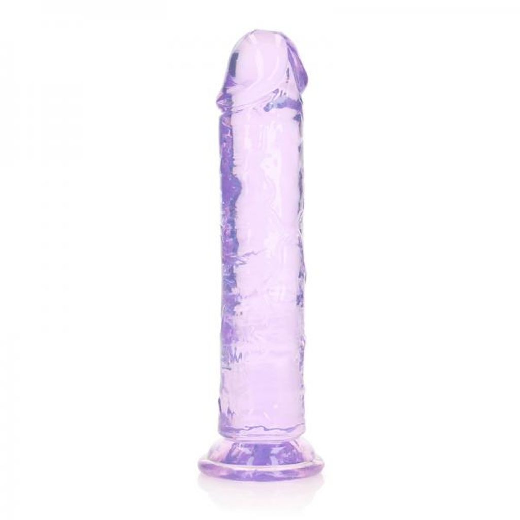 Realrock Crystal Clear Straight 8 In. Dildo Without Balls Purple