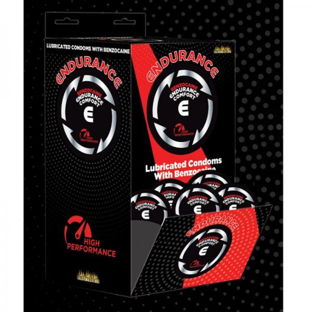 Endurance Comfort Benzocaine Condoms (singles) 144 Pcs Display