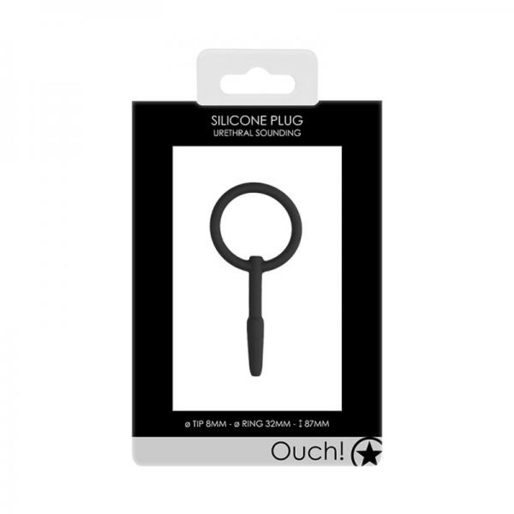 Ouch! Urethral Sounding - Silicone Plug - Black - 8 Mm
