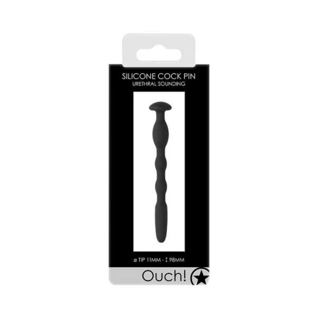 Ouch! Urethral Sounding - Silicone Penis Pin - Black - 11 Mm