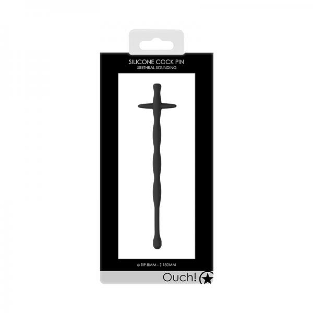 Ouch! Urethral Sounding - Silicone Penis Pin - Black - 8 Mm