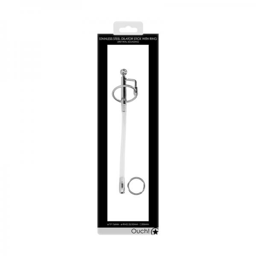 Ouch! Urethral Sounding - Metal Dilator Stick With Ring - 7.6 Mm