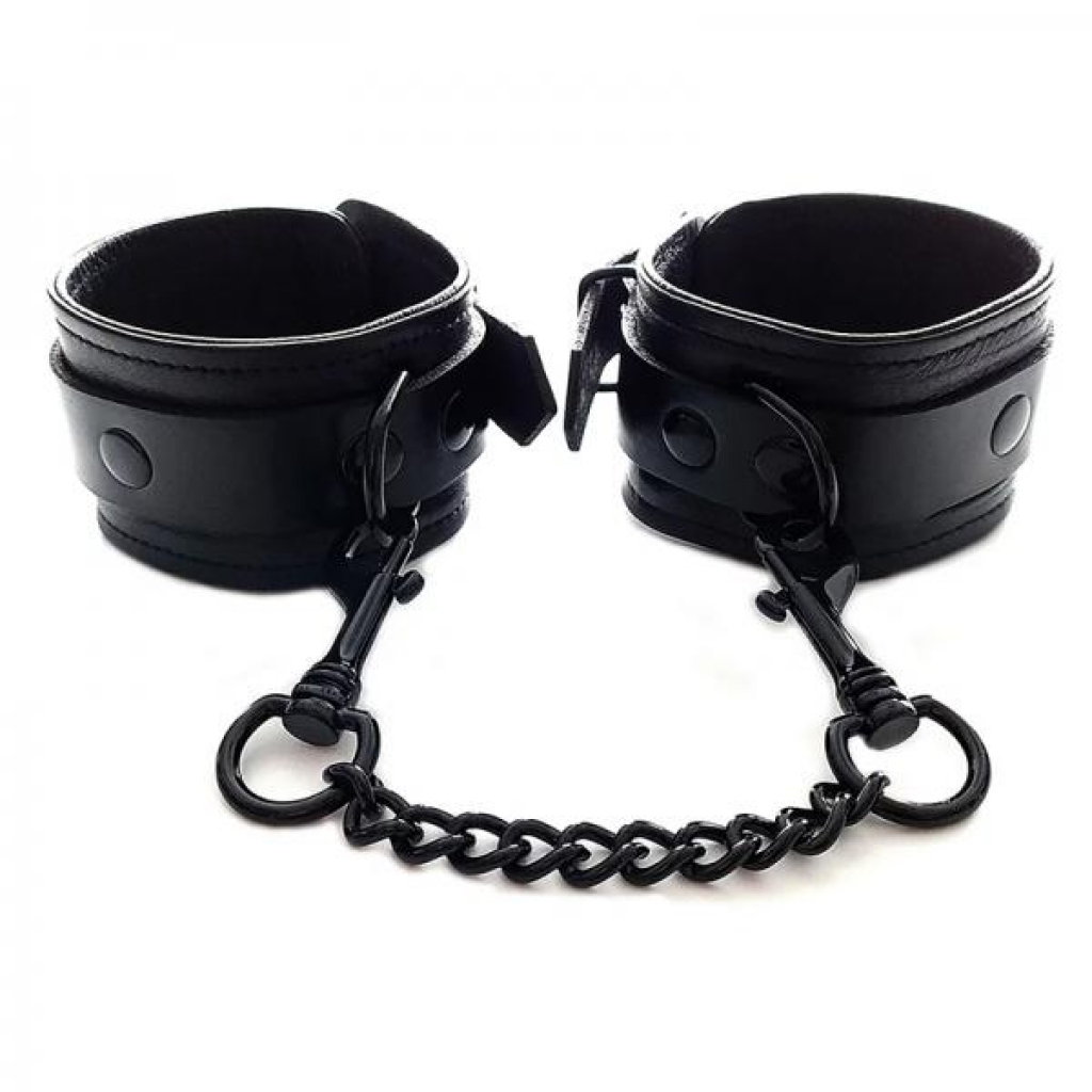 Rouge Leather Wrist Cuffs Black With Black Accessories