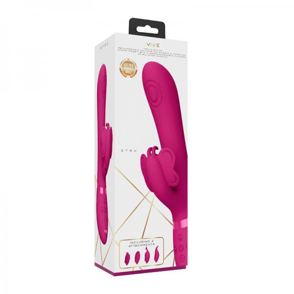 Vive Etsu Rechargeable Pulse-wave Silicone Rabbit Vibrator With Interchangeable Clitoral Sleeves Pin