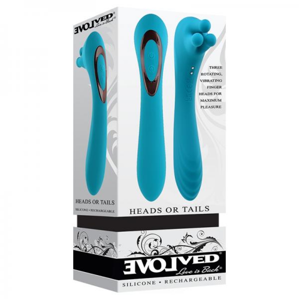 Evolved Heads Or Tails Rechargeable Silicone Vibrator Teal