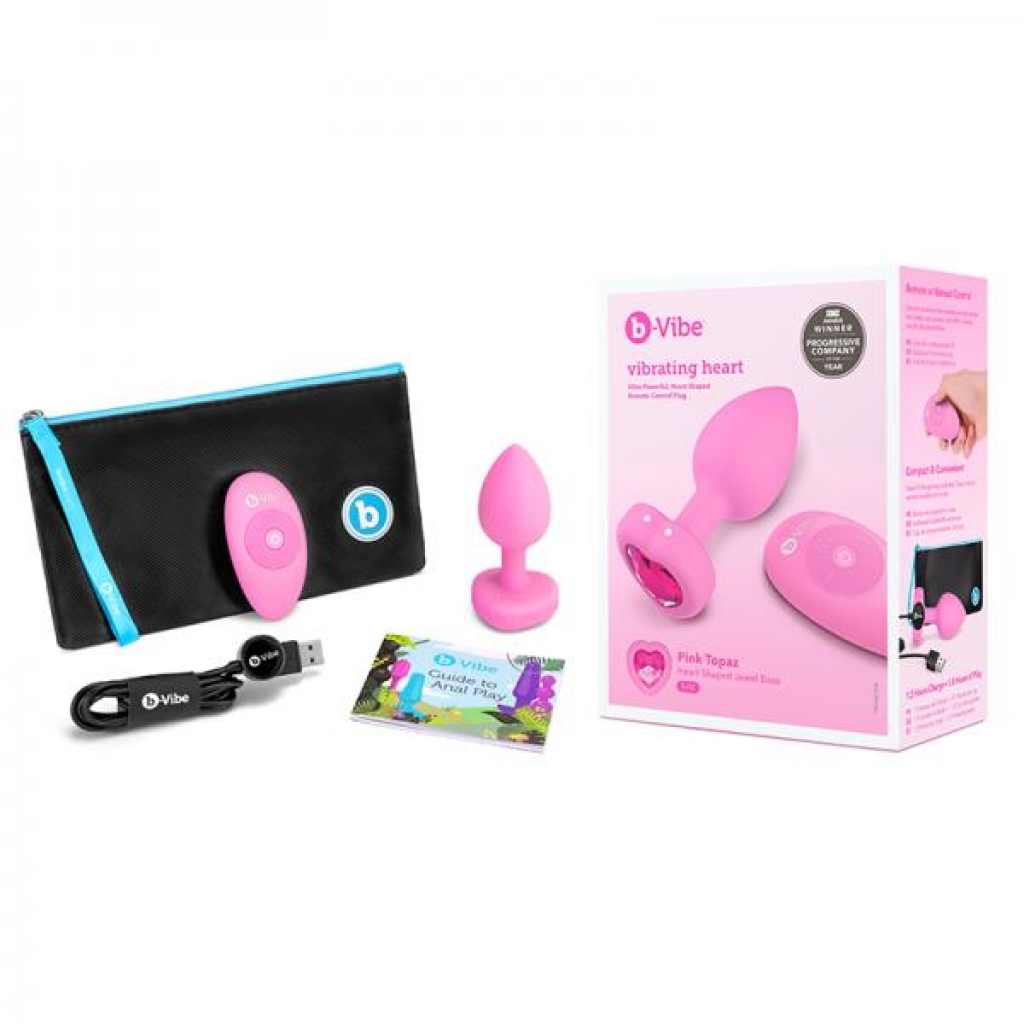 B-vibe Vibrating Heart Rechargeable Remote-controlled Anal Plug With Heart-shaped Jewel Base S/m Pin