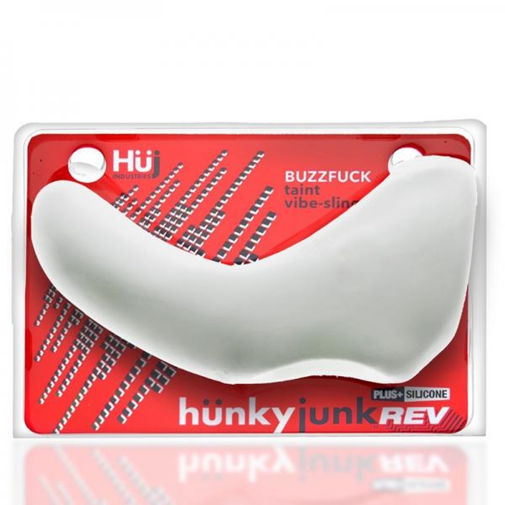 Hunkyjunk Buzzfuck Penis & Ball Sling With Taint Vibrator White Ice