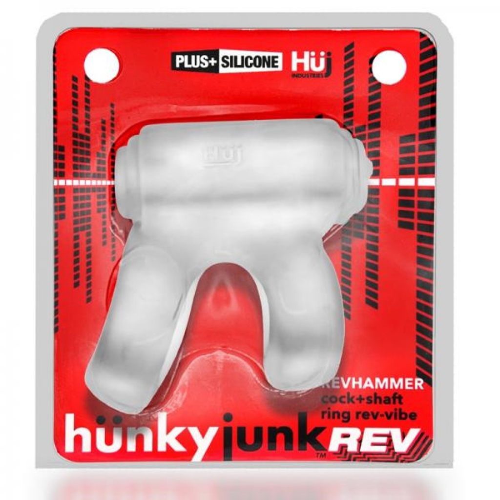 Hunkyjunk Revhammer Penis & Shaft Ring With Bullet Vibrator Clear Ice