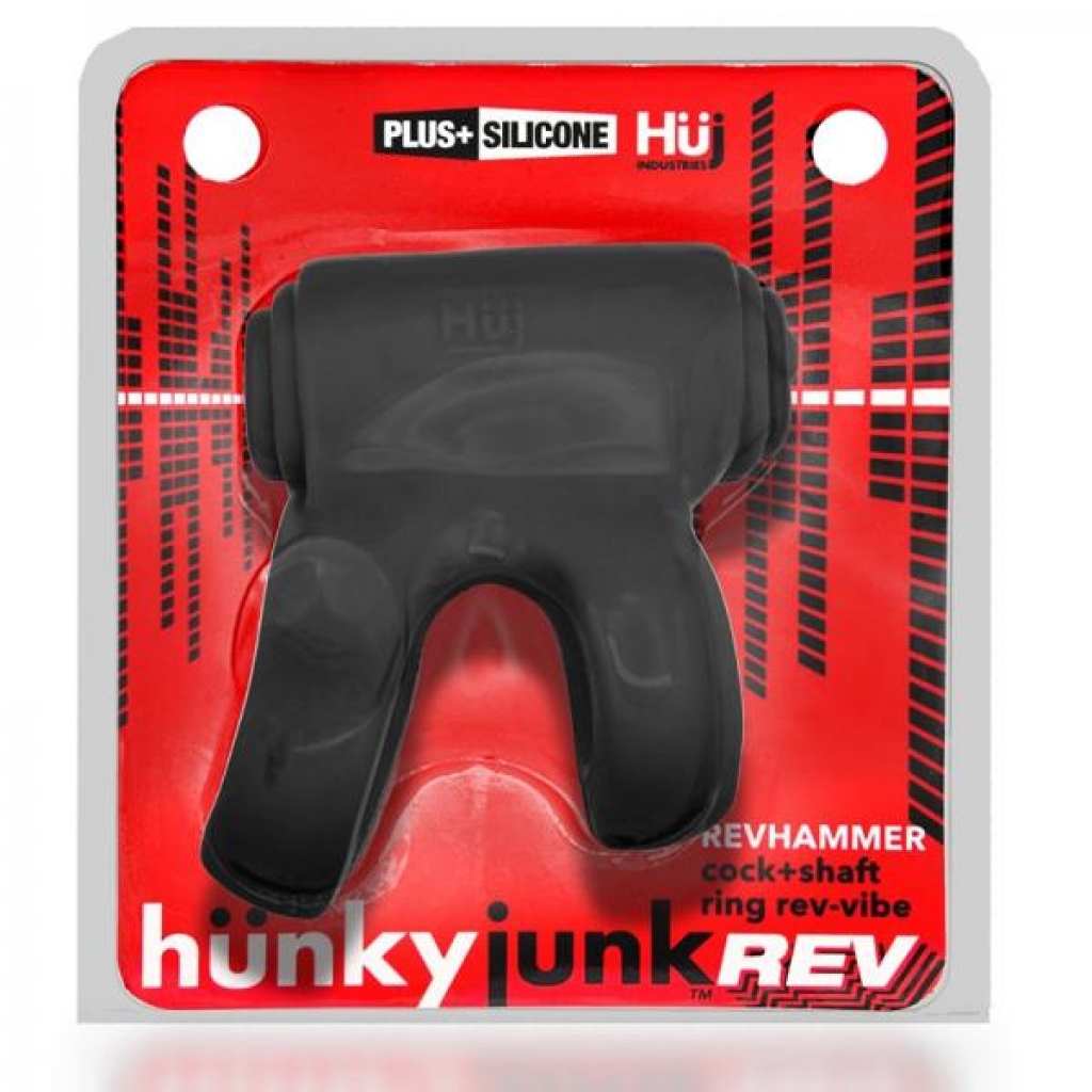 Hunkyjunk Revhammer Penis & Shaft Ring With Bullet Vibrator Tar Ice