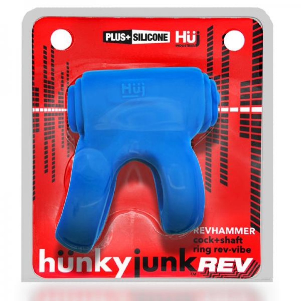 Hunkyjunk Revhammer Penis & Shaft Ring With Bullet Vibrator Teal Ice