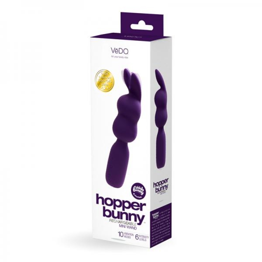 Vedo Hopper Bunny Rechargeable Silicone Mini Wand Vibrator Purple
