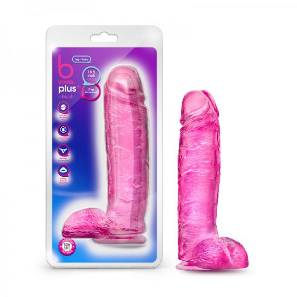 B Yours Plus Big N' Bulky 10.5 In. Dildo With Balls & Suction Cup Pink
