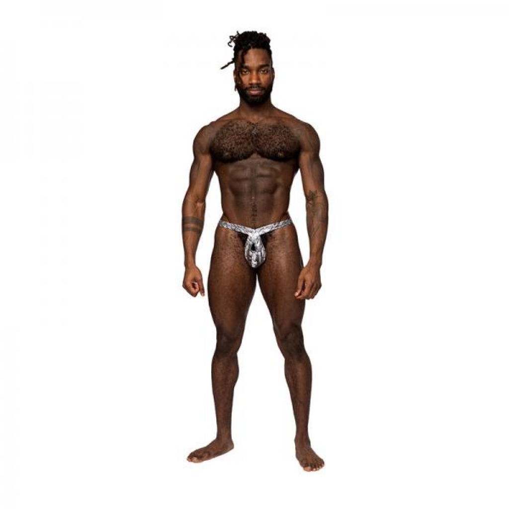 Male Power S'naked Criss Cross Thong Silver/black L/xl