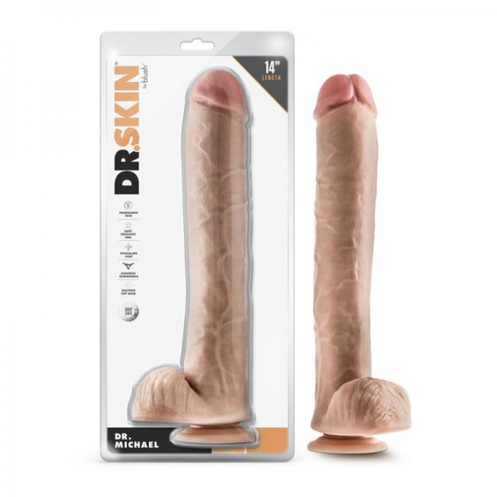 Dr. Skin Dr. Michael 14 In. Dildo With Balls Beige