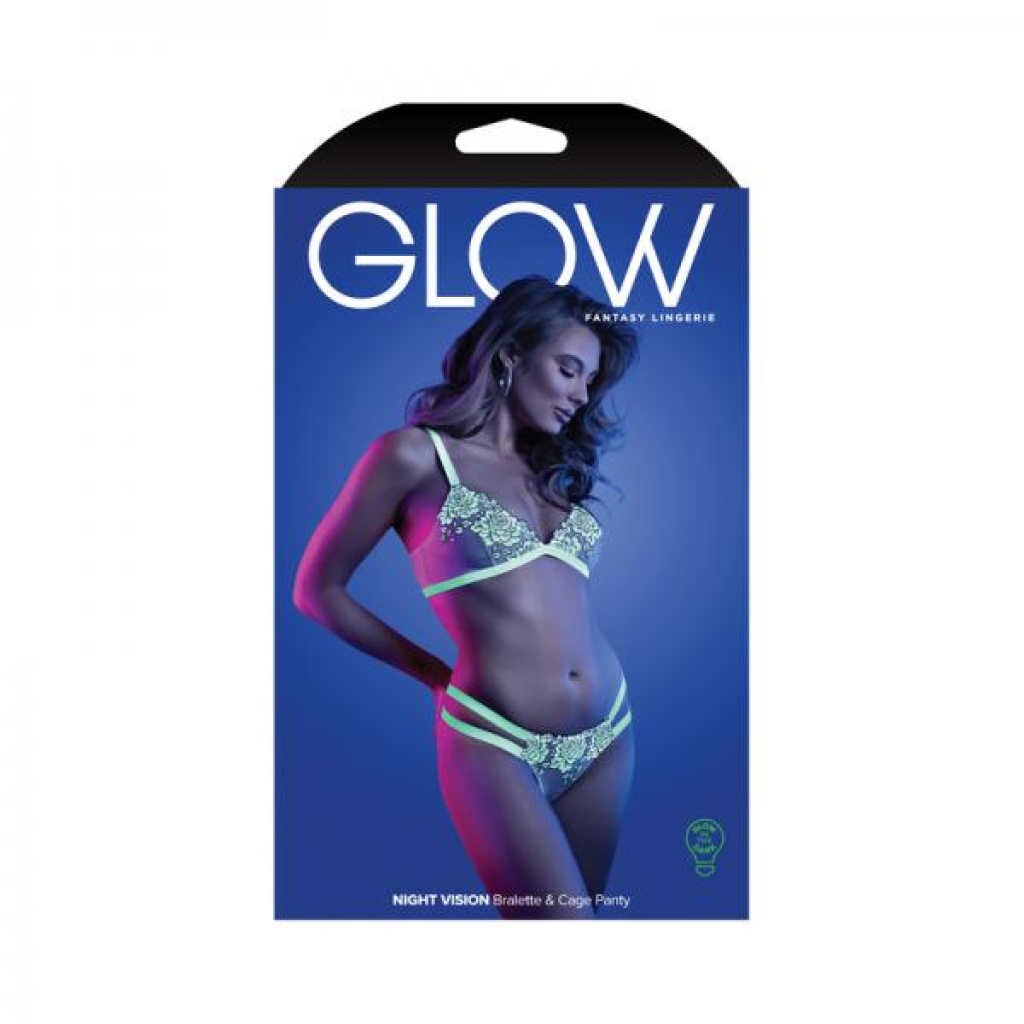 Fantasy Lingerie Glow Night Vision Glow-in-the-dark Lace Bralette & Panty White M/l