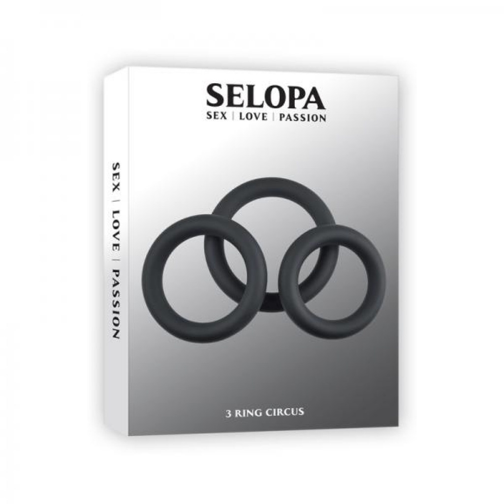 Selopa 3 Ring Circus Penis Ring Set Silicone Black