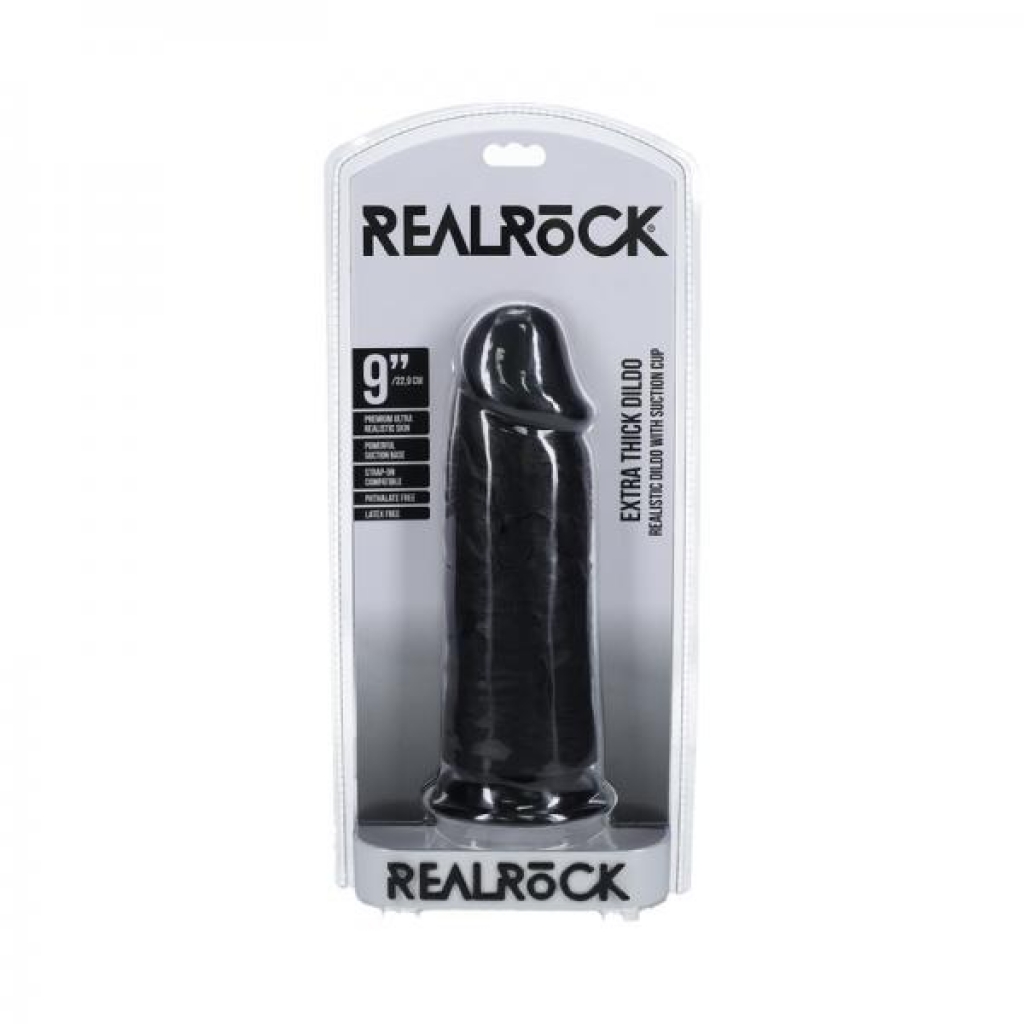 Realrock Extra Thick 9 In. Dildo Black