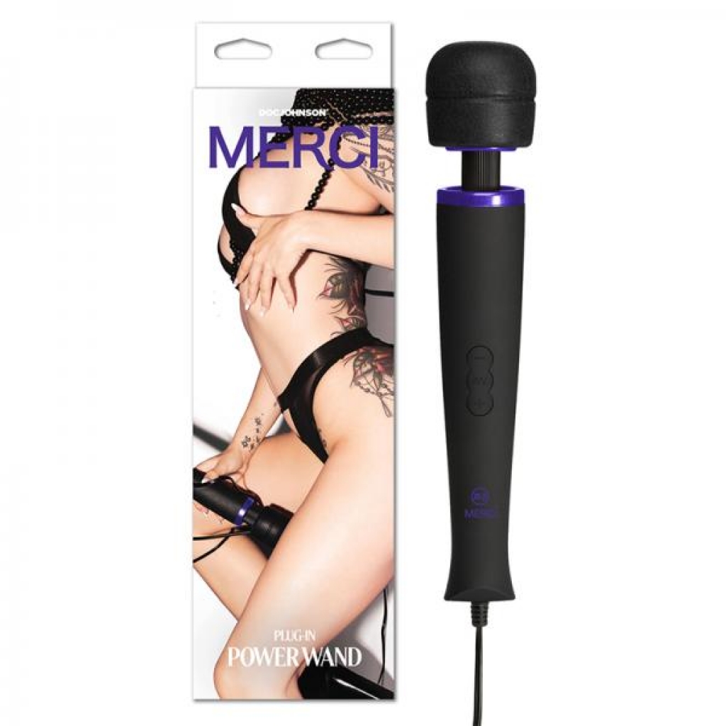 Merci Power Wand Ultra-powerful Silicone Wand Massager Black Violet