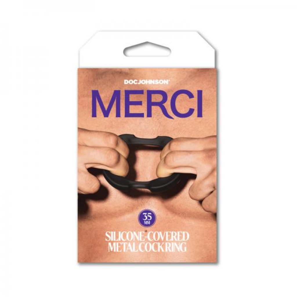Merci Silicone Covered Metal Penis Ring 35mm Black