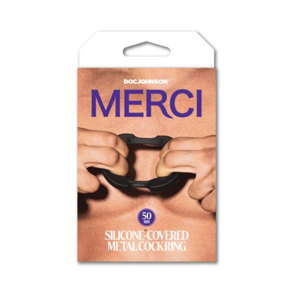 Merci Silicone Covered Metal Penis Ring 50mm Black