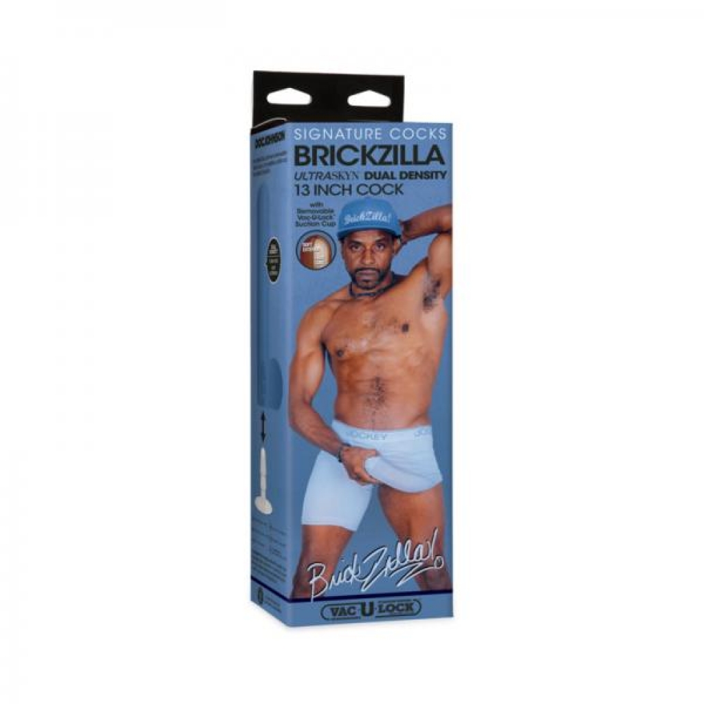 Signature Cocks Brickzilla Ultraskyn Penis With Removable Vac-u-lock Suction Cup 13in Chocolate