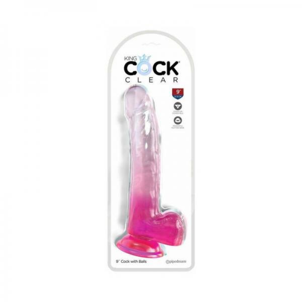 King Penis Clear With Balls 9in Pink
