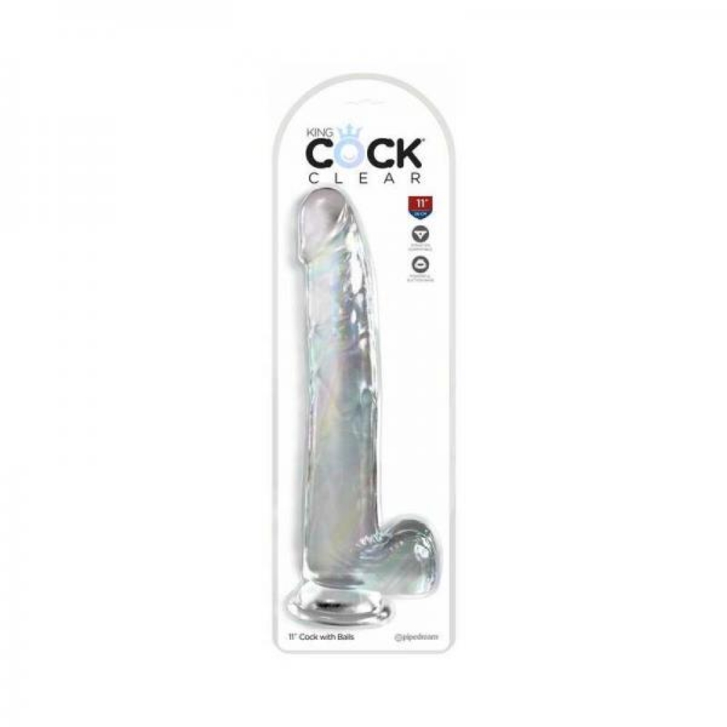 King Penis Clear With Balls 11in Clear