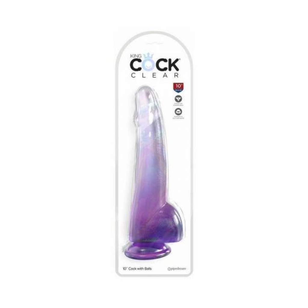 King Penis Clear With Balls 10inpurple