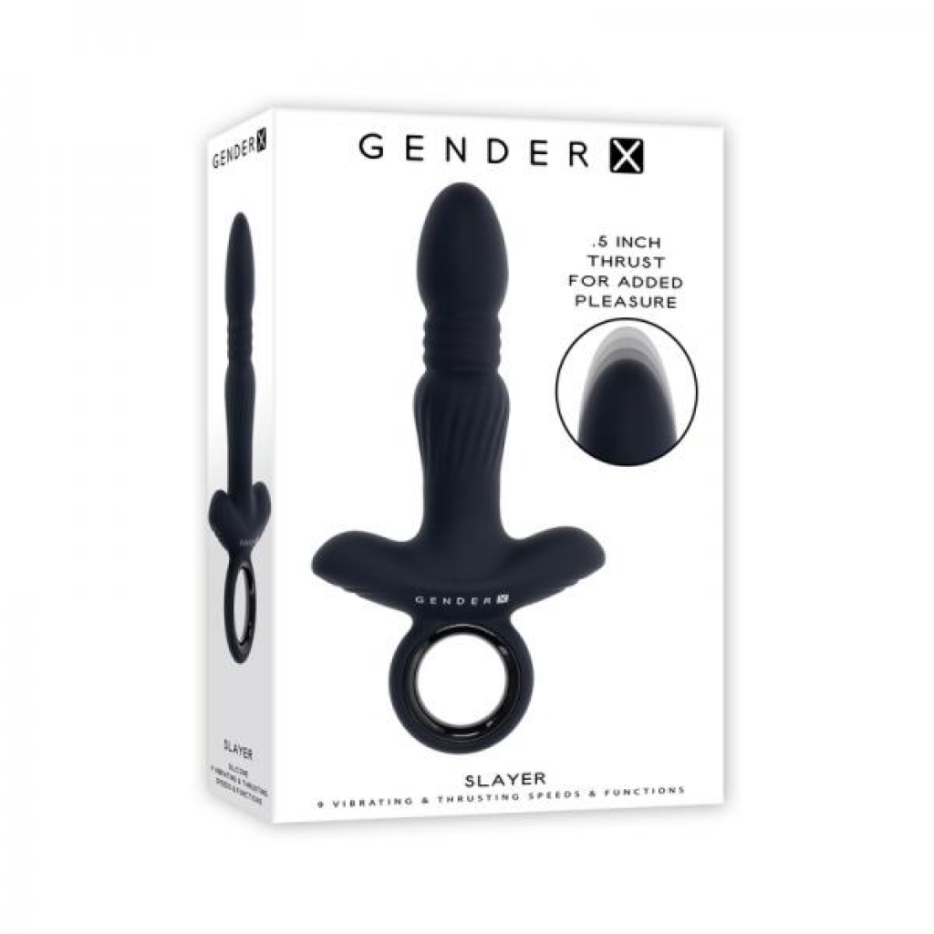 Gender X Slayer Rechargeable Ring Thruster Vibe Silicone Black