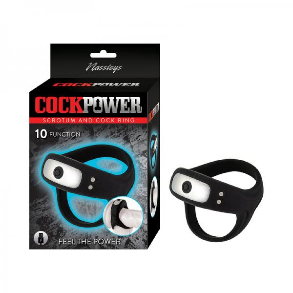 Cockpower Scrotum And Penis Ring Black