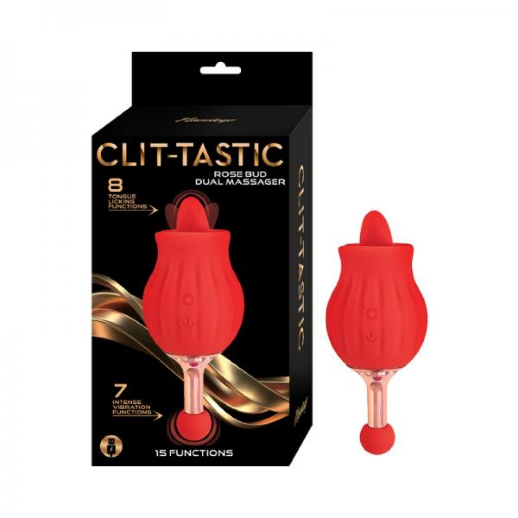 Clit-tastic Rose Bud Dual Massager Red