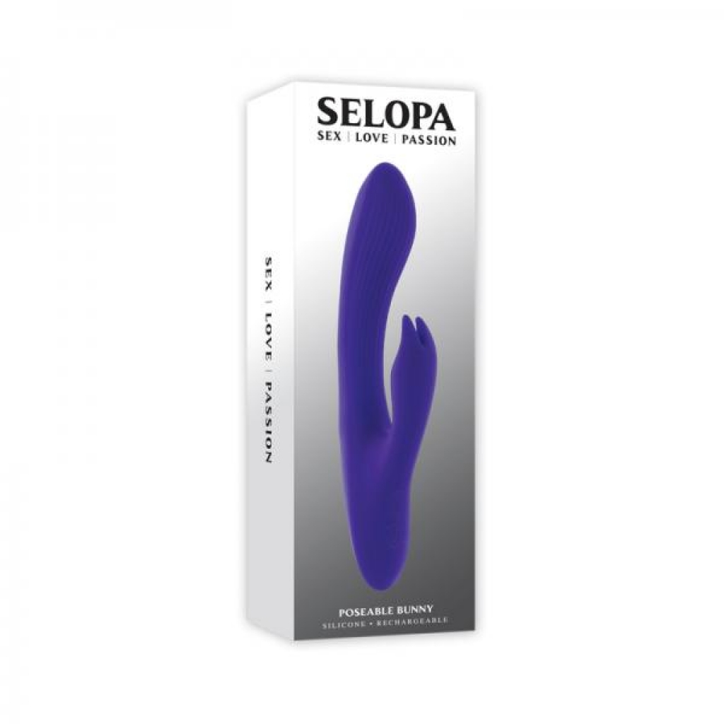 Selopa Poseable Bunny Rechargeable Dual Stimulator Silcone Purple